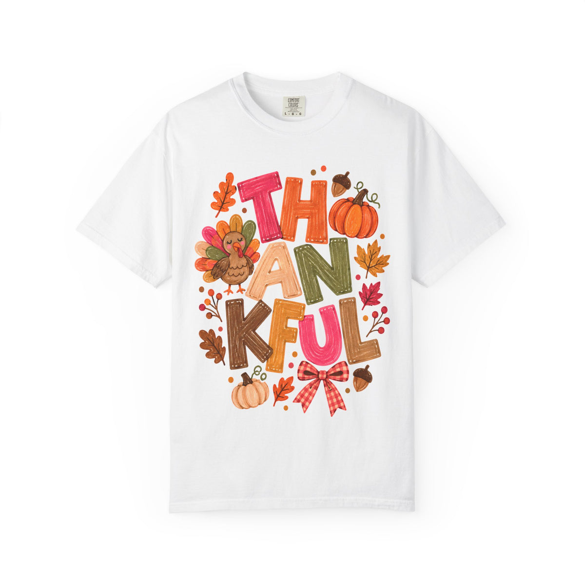 Thankful Turkey Shirt, Cute Thanksgiving Tee, Colorful Fall Graphic T-Shirt, Thanksgiving Outfit, Autumn Shirt, Fall Teacher Gift