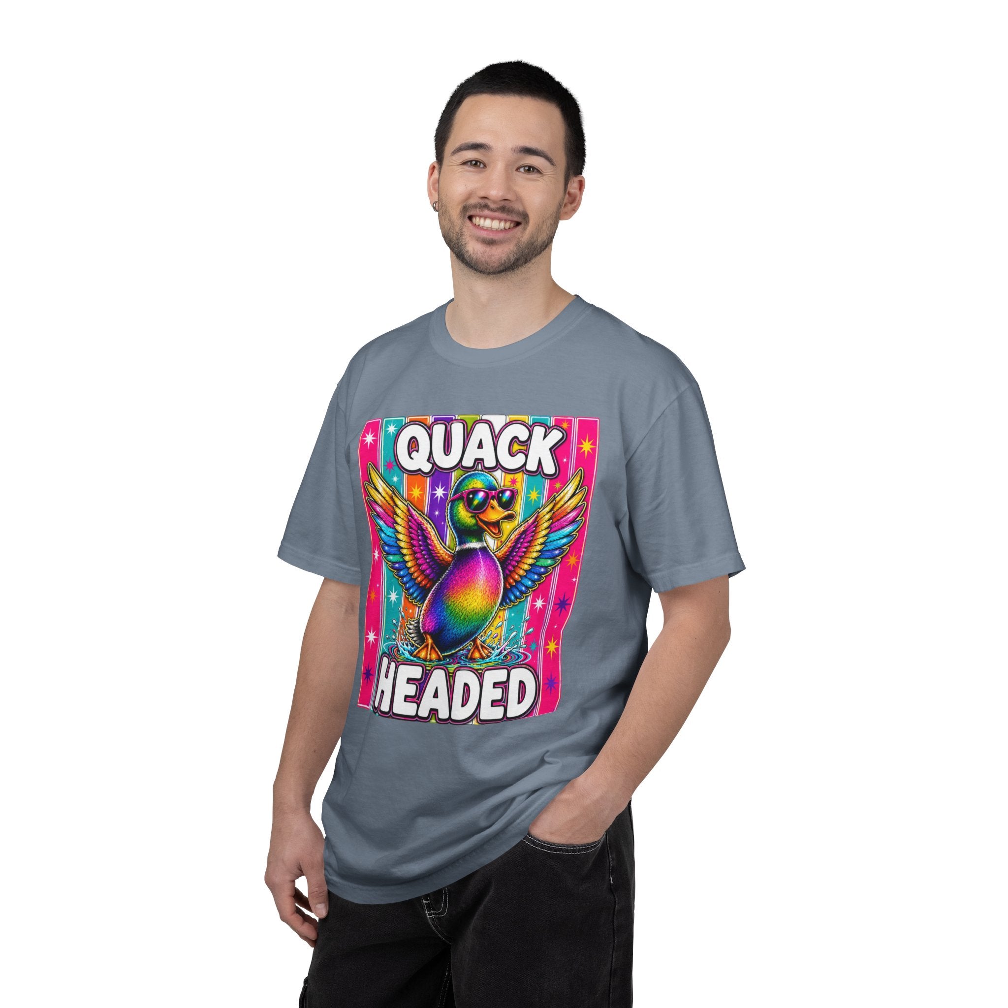 Quack Headed Duck T Shirt Vibrant Retro Rainbow Duck Graphic Tee