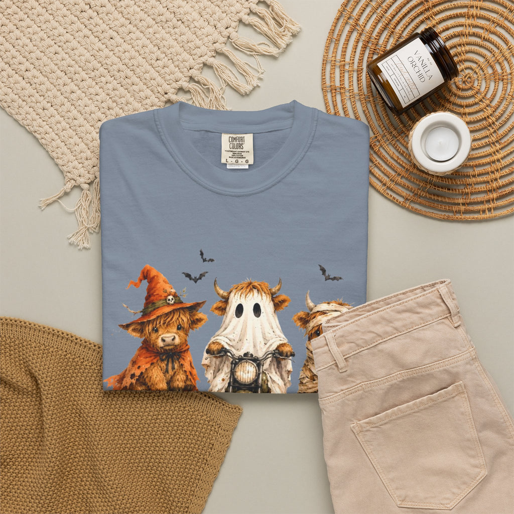 Halloween Pumpkin Cat Ghost T Shirt Cute Spooky Trio Tee