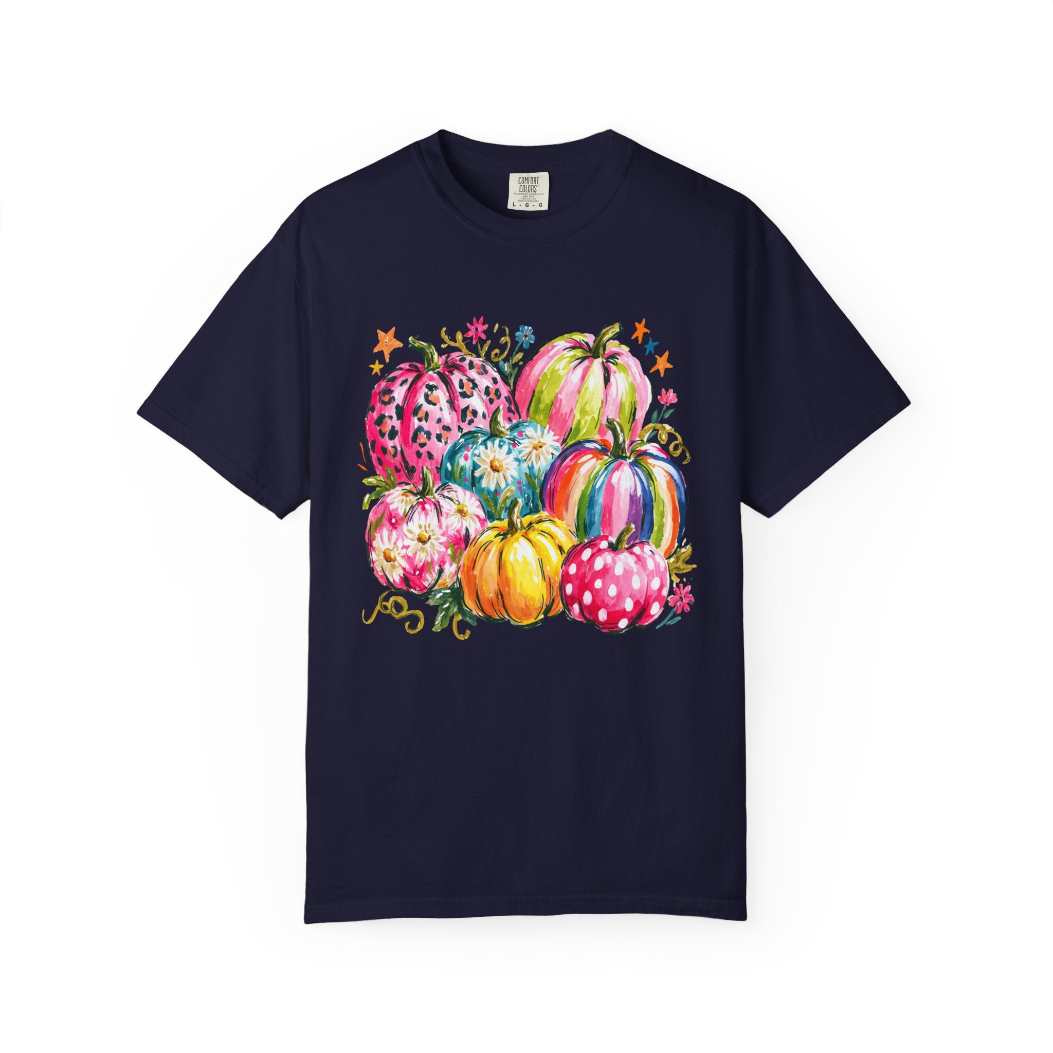Watercolor Rainbow Pumpkins T Shirt Colorful Fall Harvest Tee