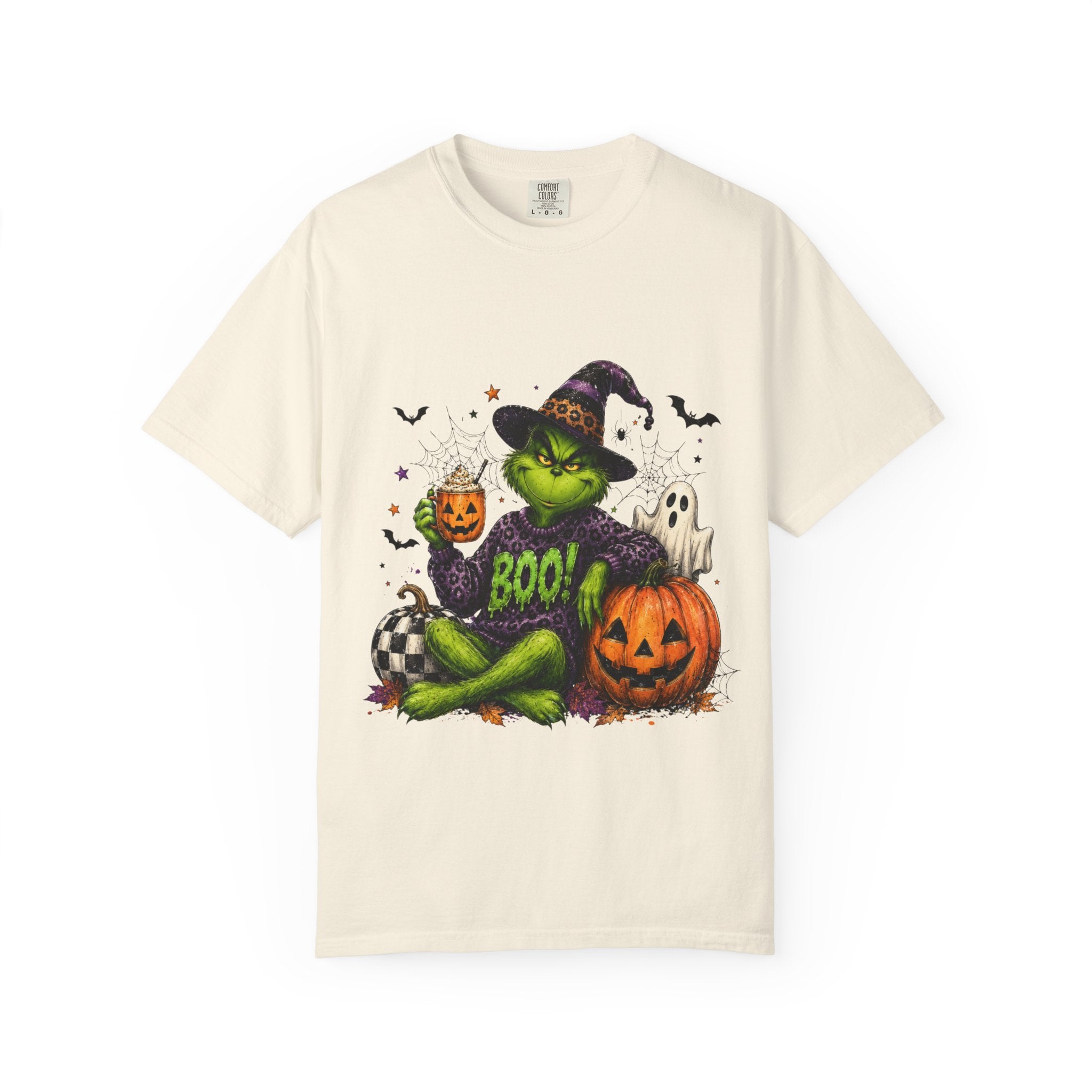 Halloween Grinch T Shirt BOO Witch Hat Pumpkin Graphic Tee
