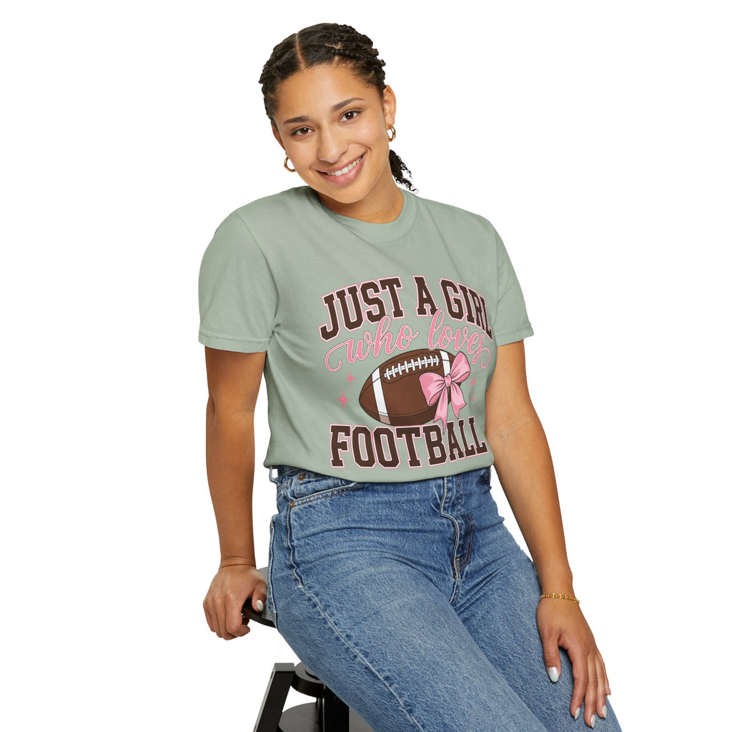 Just A Girl Who Loves Football T Shirt Pink Bow Football Tee