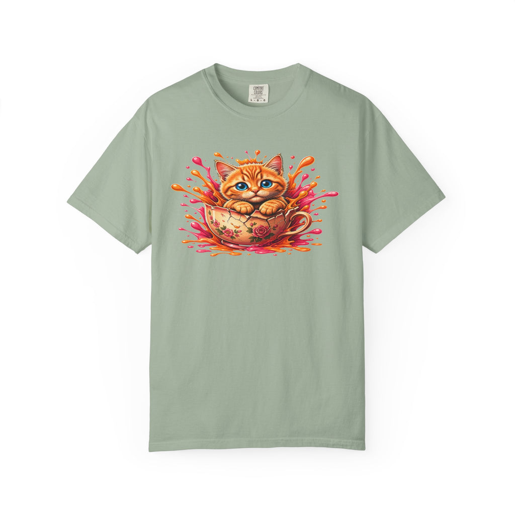 Cat Splash T Shirt Cute Orange Kitten Graphic Tee