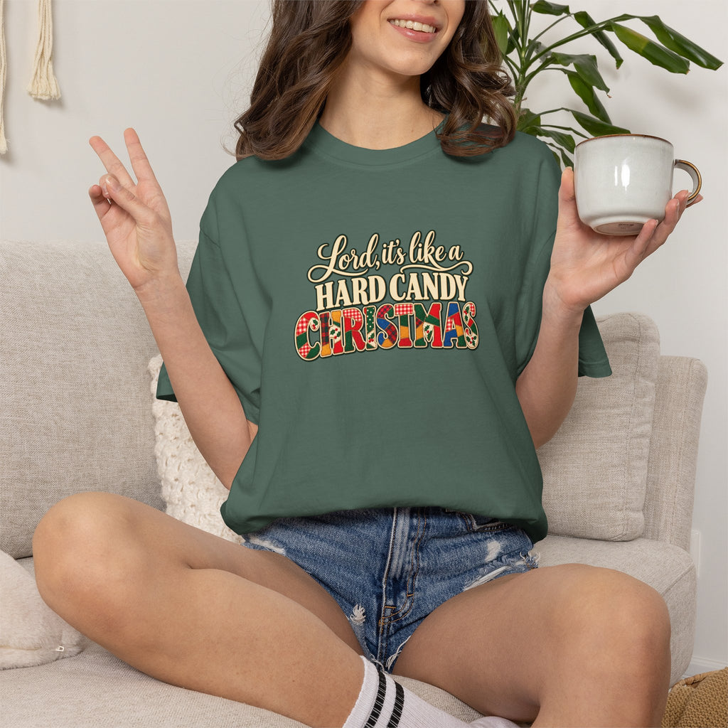Hard Candy Christmas Shirt, Vintage Patchwork Christmas Tee, Retro Country Holiday Shirt, Coordinating Couple Christmas Shirts