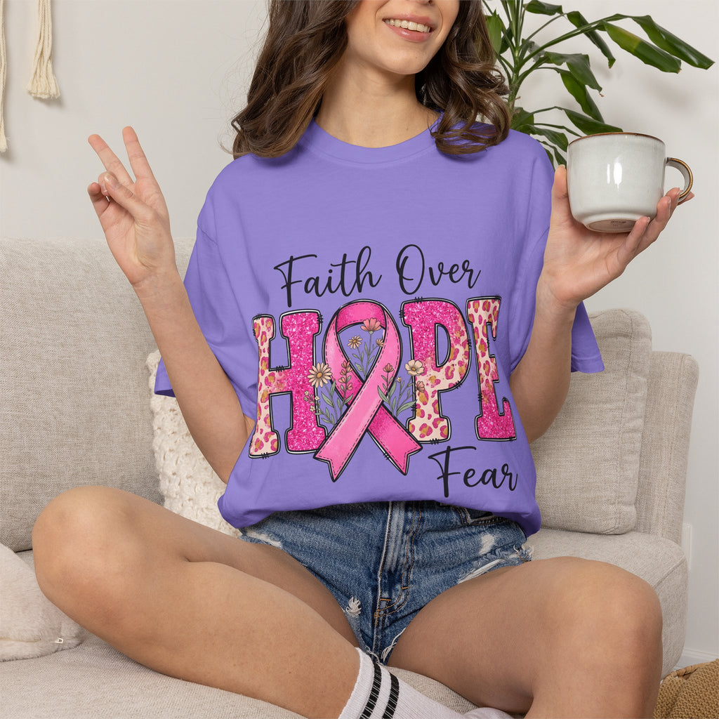 Breast Cancer Awareness Faith Over Fear Hope Tee Shirt