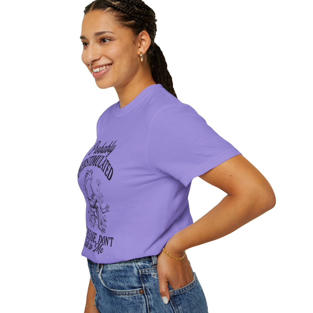 Probably Overstimulated Frog Tee Shirt So Please Dont Talk to Me Graphic Tee