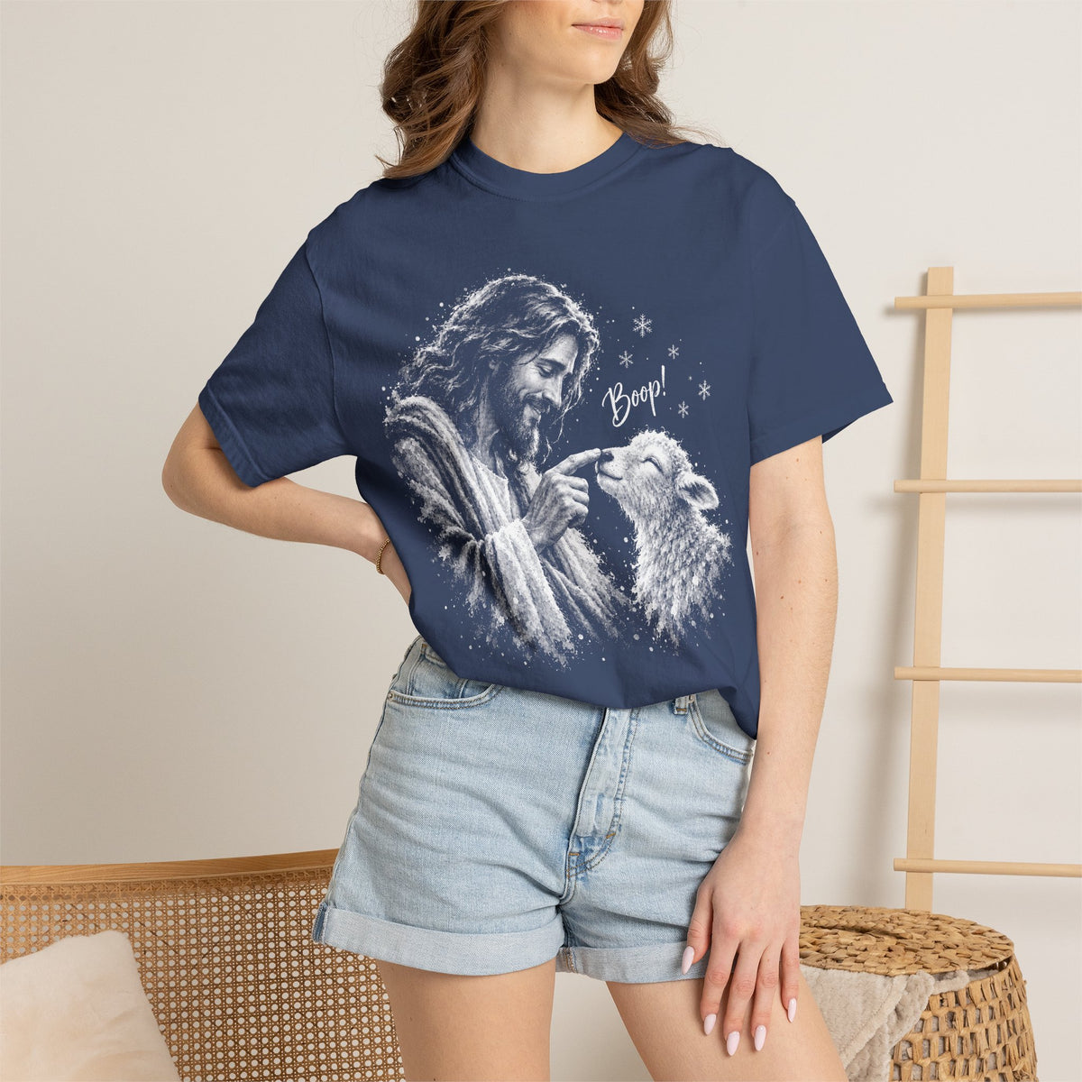 Jesus Boop Shirt, Jesus and Lamb Christian T-Shirt, Cute Faith Based Tee, Funny Jesus Shirt, Religious Gift for Women, Christian Graphic Tee