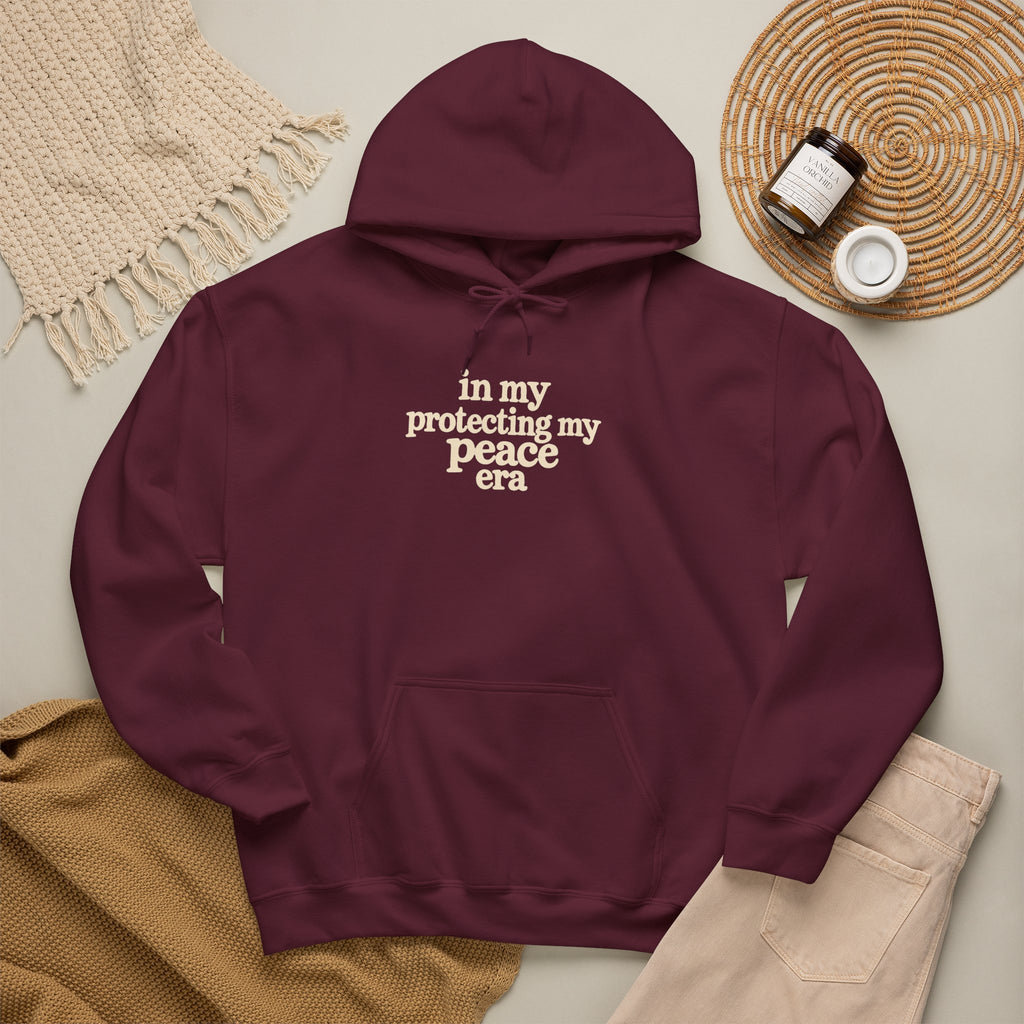 In My Protecting My Peace Era hoodie | white minimalist script sweatshirt