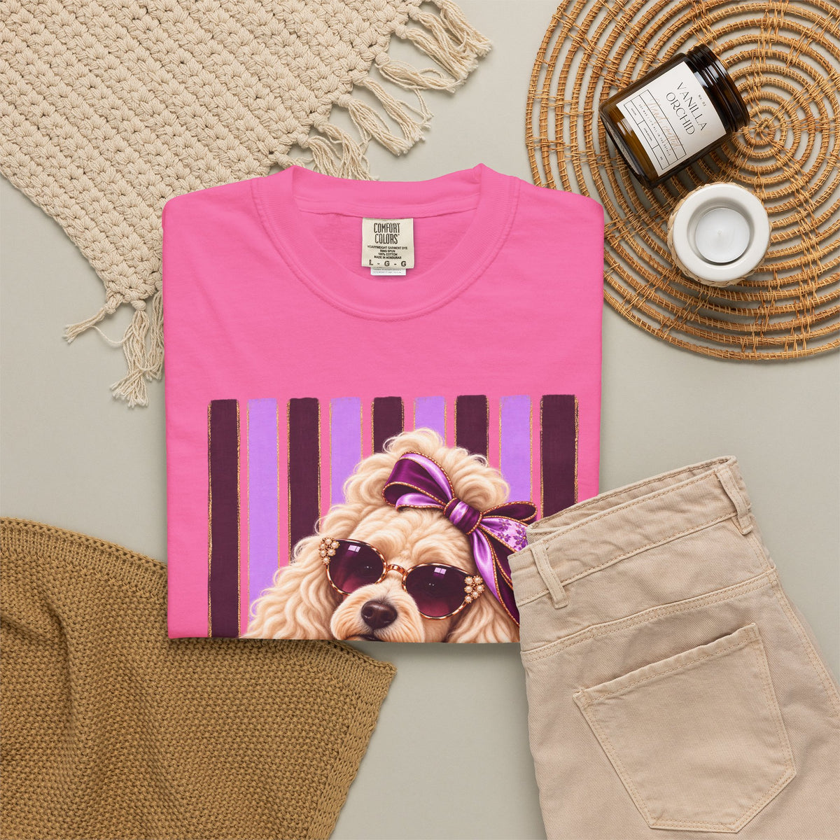 Sassy Poodle Shirt, Comfort Colors Poodle Tee, Coquette Dog Mom Gift, Pink Lavender Dog Lover T-Shirt, Boutique Pet Lover Gift