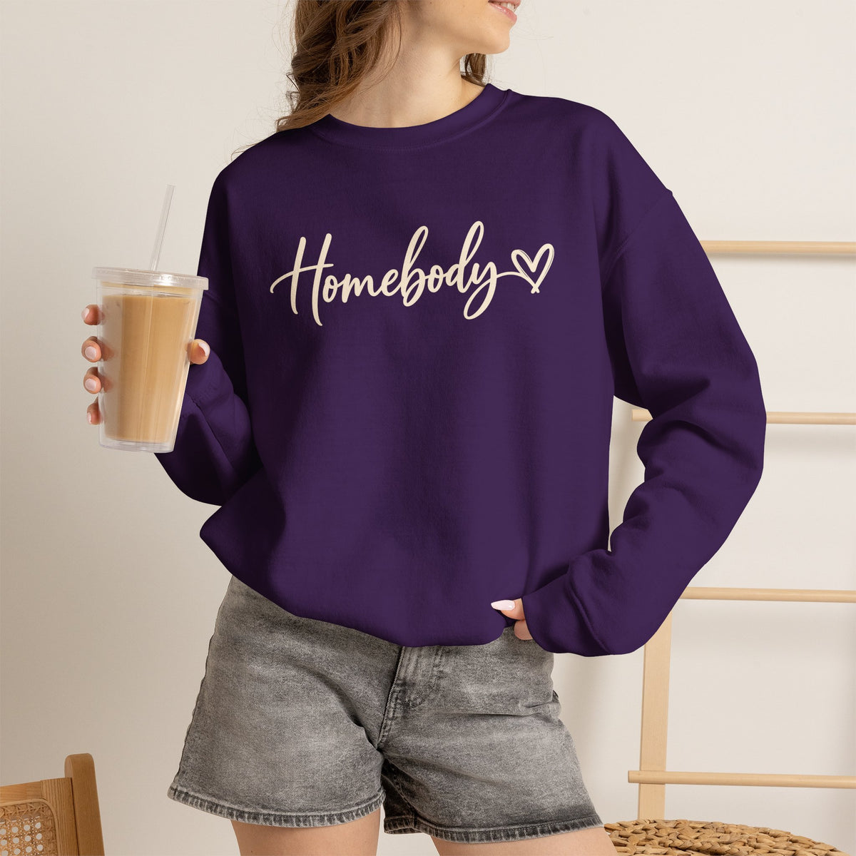 Homebody Crewneck Sweatshirt Cozy Homebody Pullover with Heart