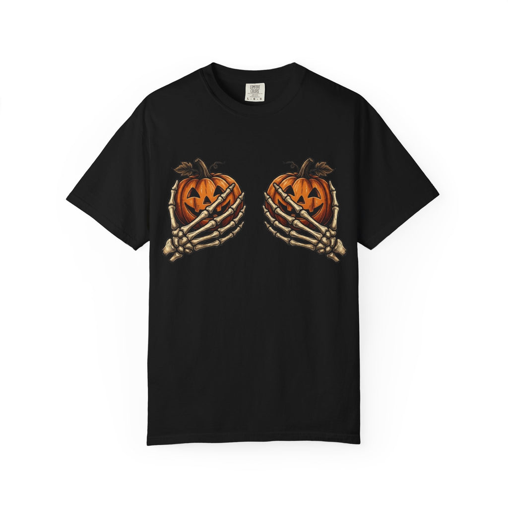 Pumpkin Heart Tee Skeleton Hands Holding Jack o Lanterns Halloween T Shirt