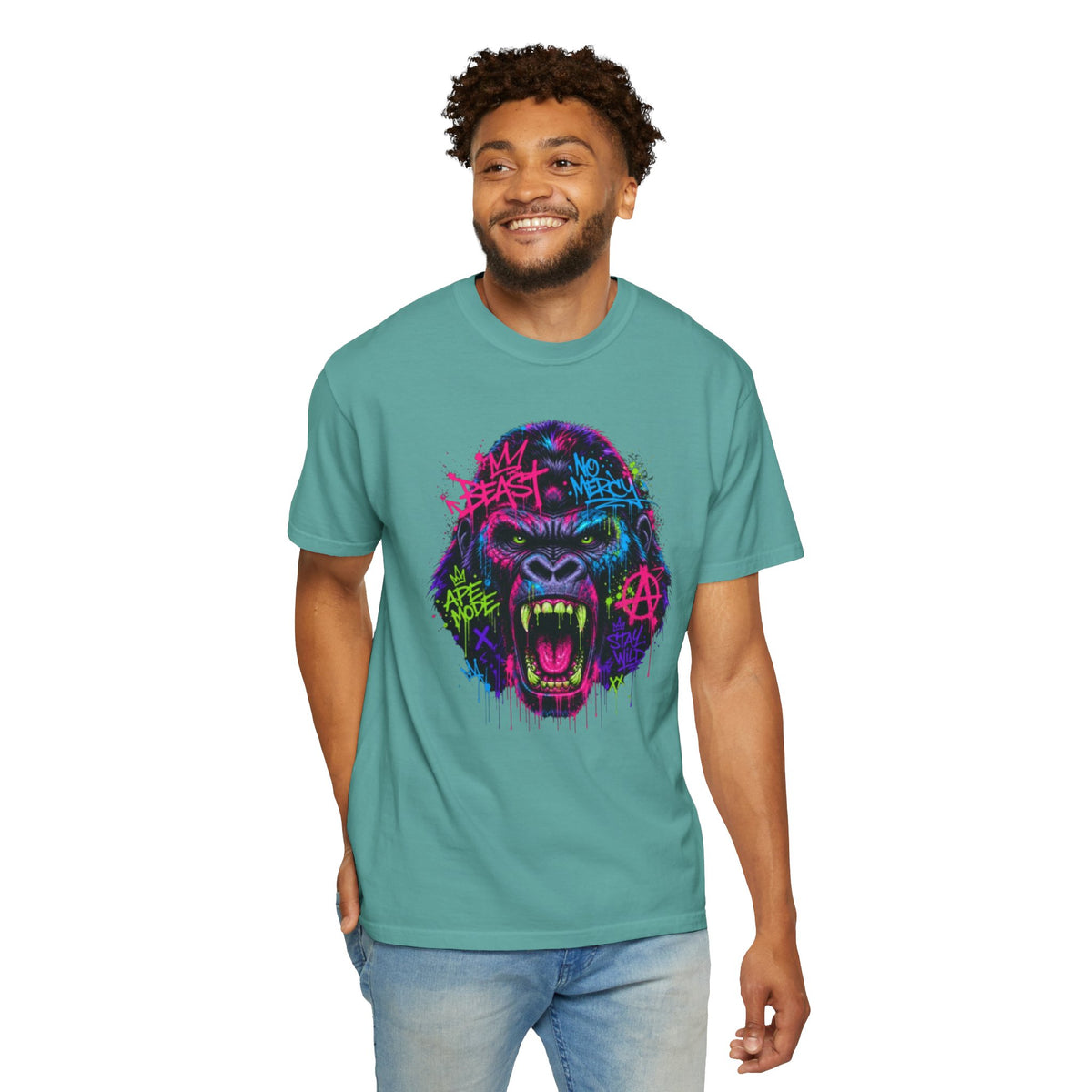 Gorilla Graffiti T Shirt Neon Street Art Ape Design