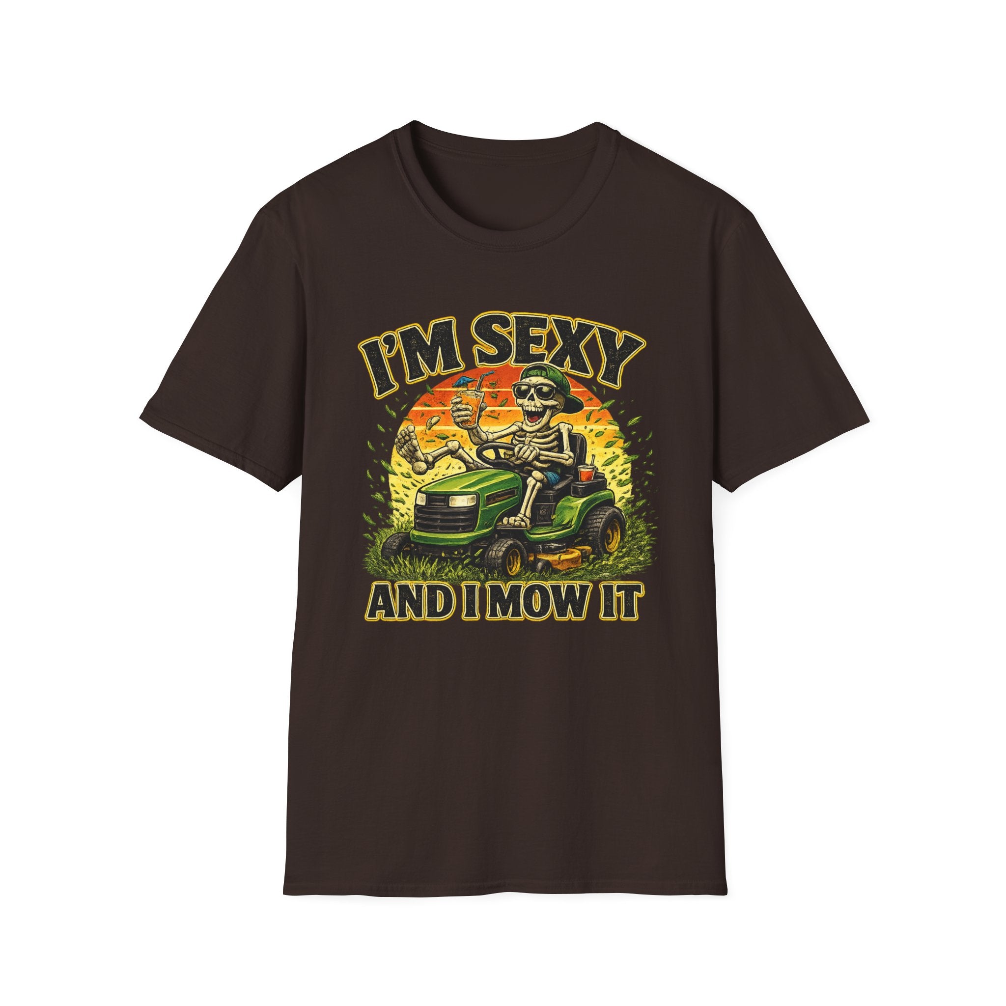 T-Shirt I'm Sexy and I Mow It Funny Skeleton Lawn Mower Tee