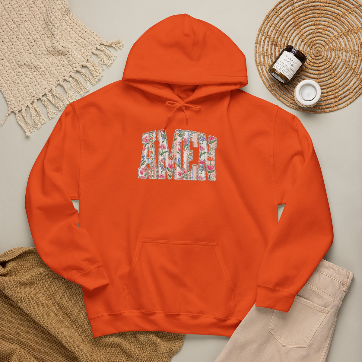 Floral AMEN Hoodie, Christian Faith Sweatshirt, Colorful Floral Religious Hoodie, Inspirational Christian Gift for Women