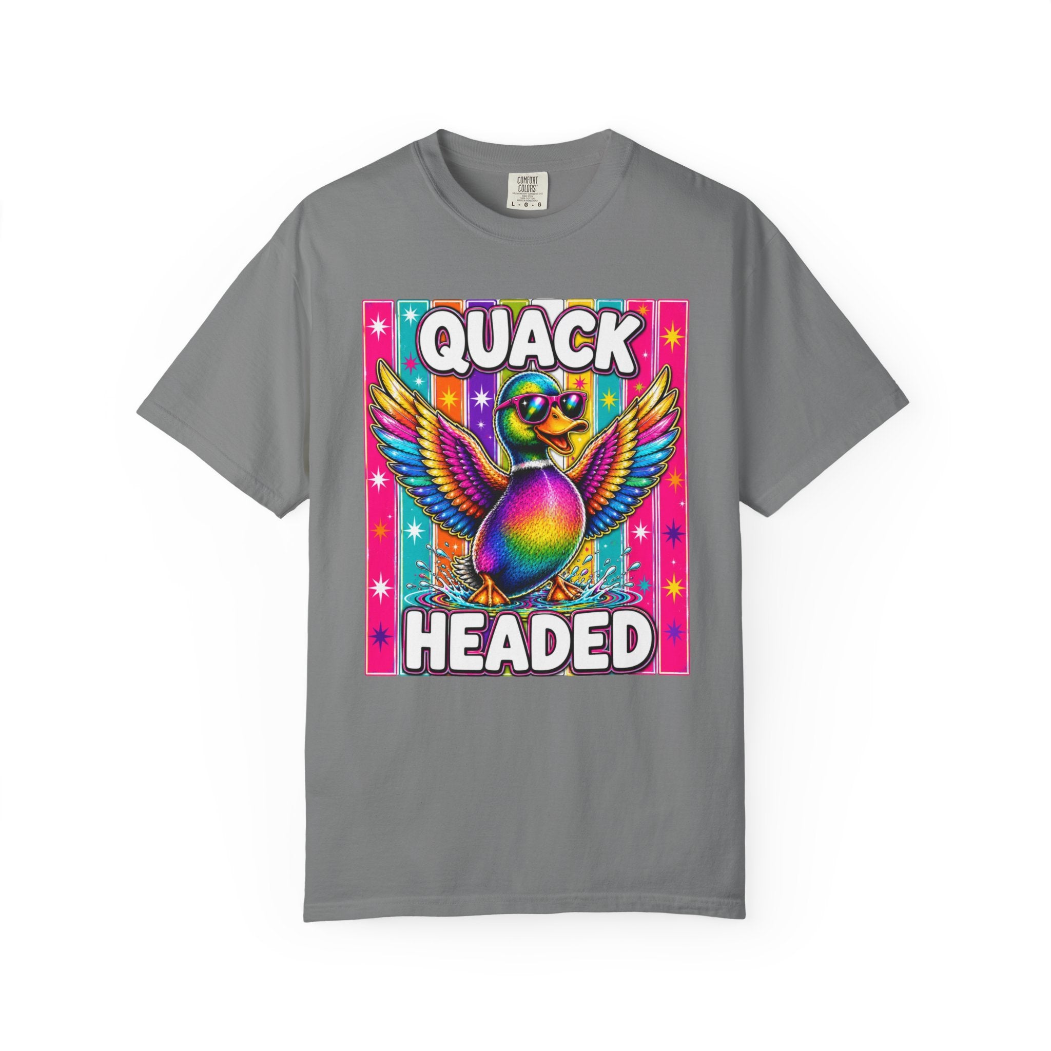 Quack Headed Duck T Shirt Vibrant Retro Rainbow Duck Graphic Tee