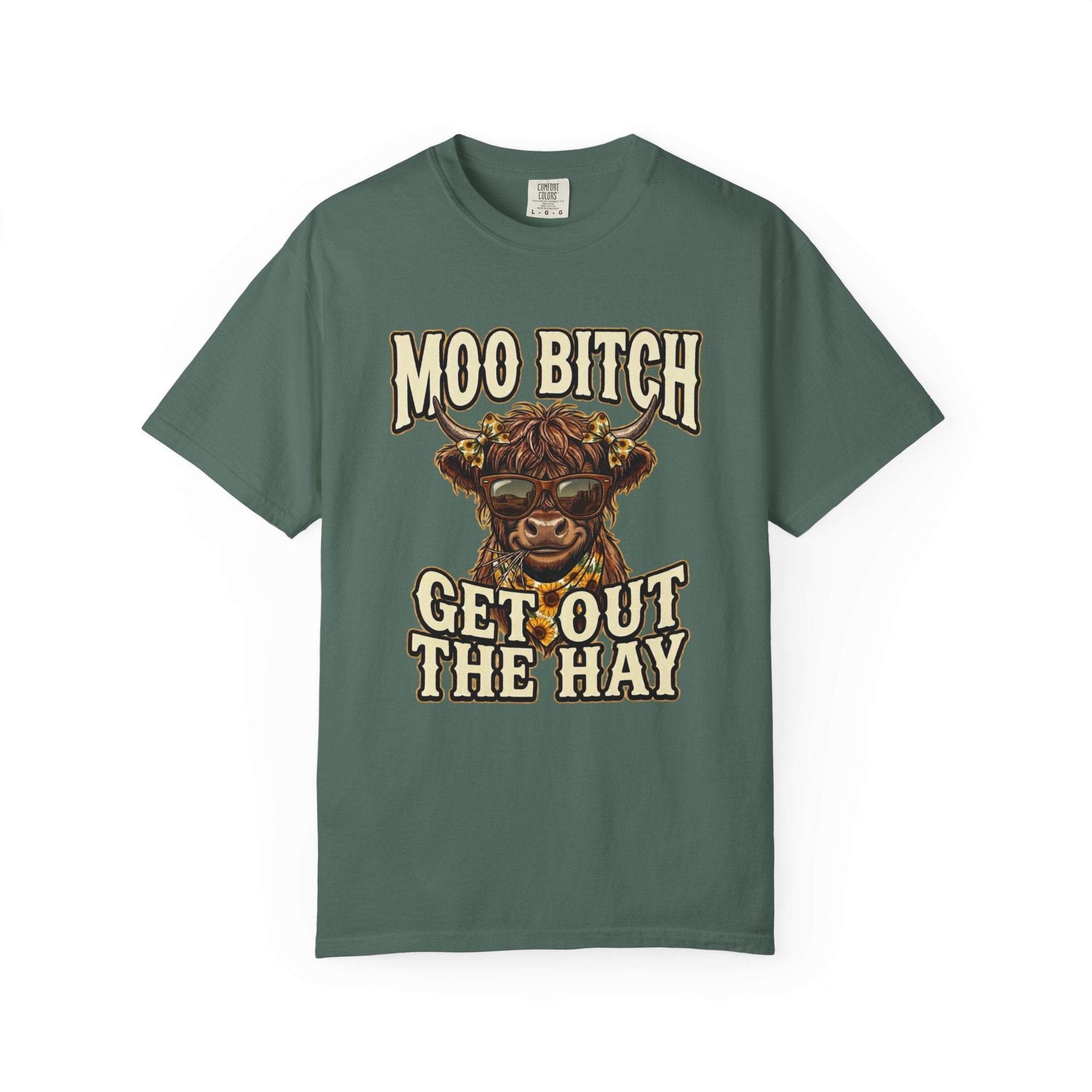 Moo Bitch Get Out The Hay Cow Graphic T Shirt Funny Farm Animal Tee for Ranchers and Country Lovers
