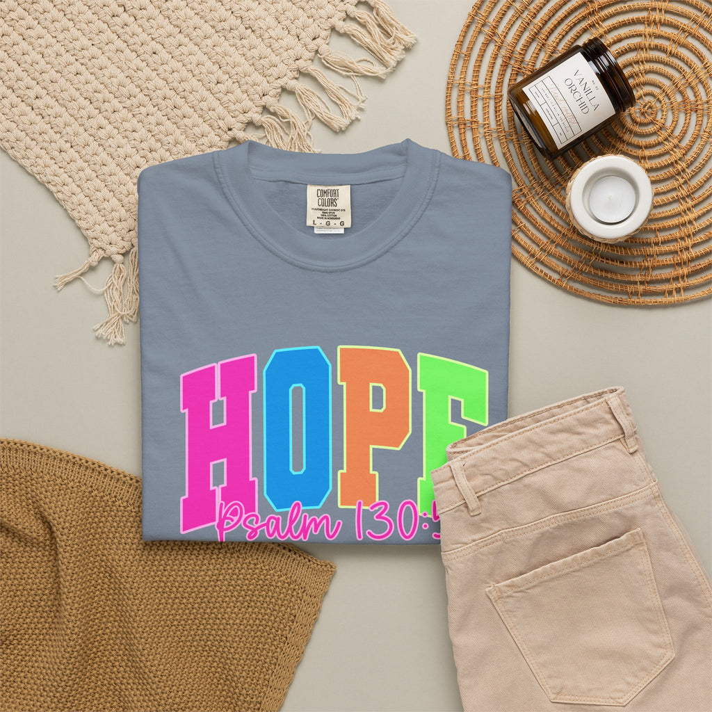 Hope Psalm 130 5 TeeShirt Colorful Christian Faith Tee