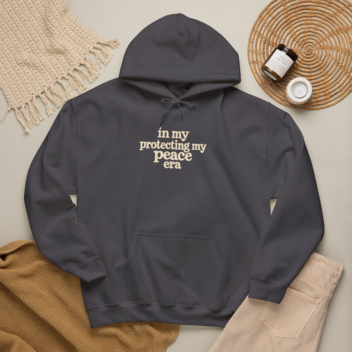 In My Protecting My Peace Era hoodie | white minimalist script sweatshirt