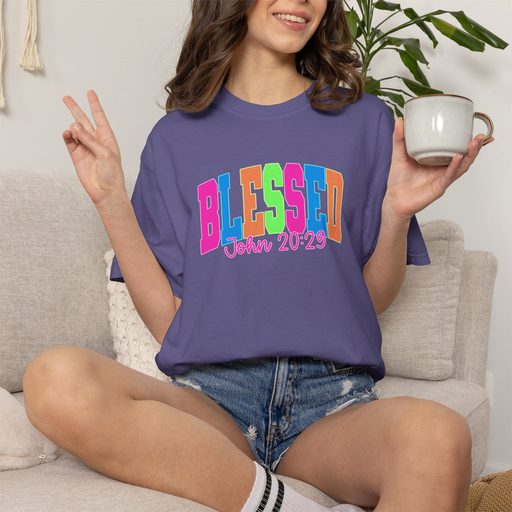 Blessed John 20:23 T shirt | Colorful Retro Gospel Tee
