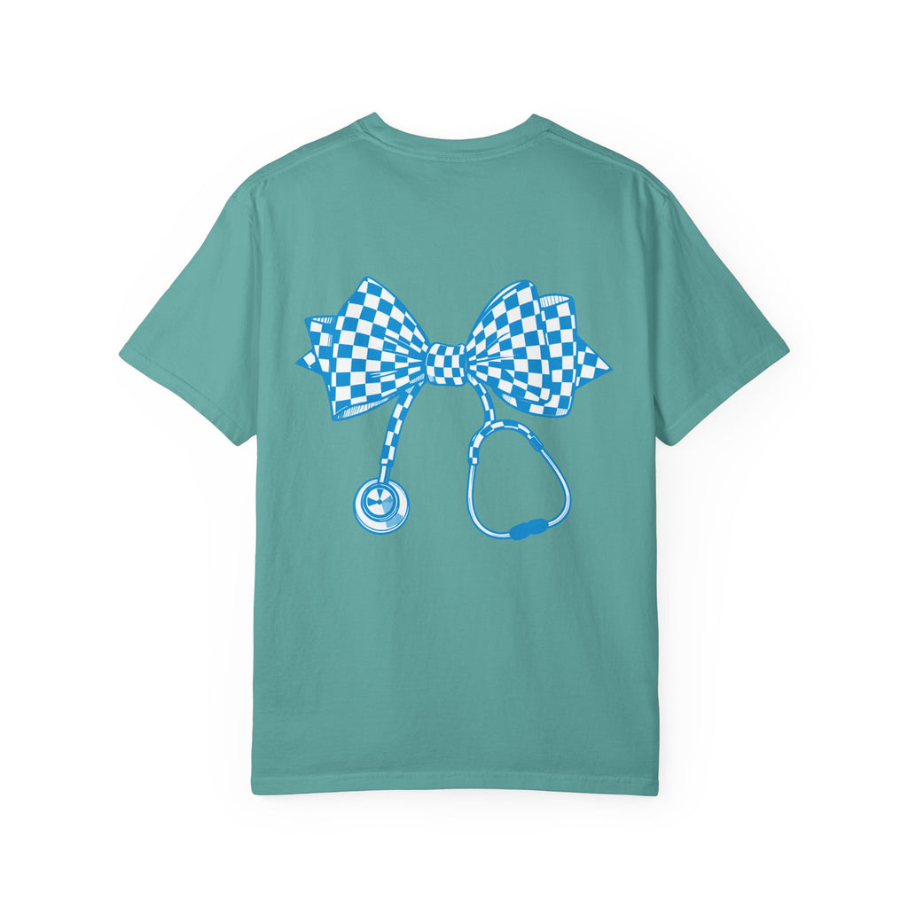 Checkerboard Stethoscope T Shirt Cute Nurse Doctor Medical Tee