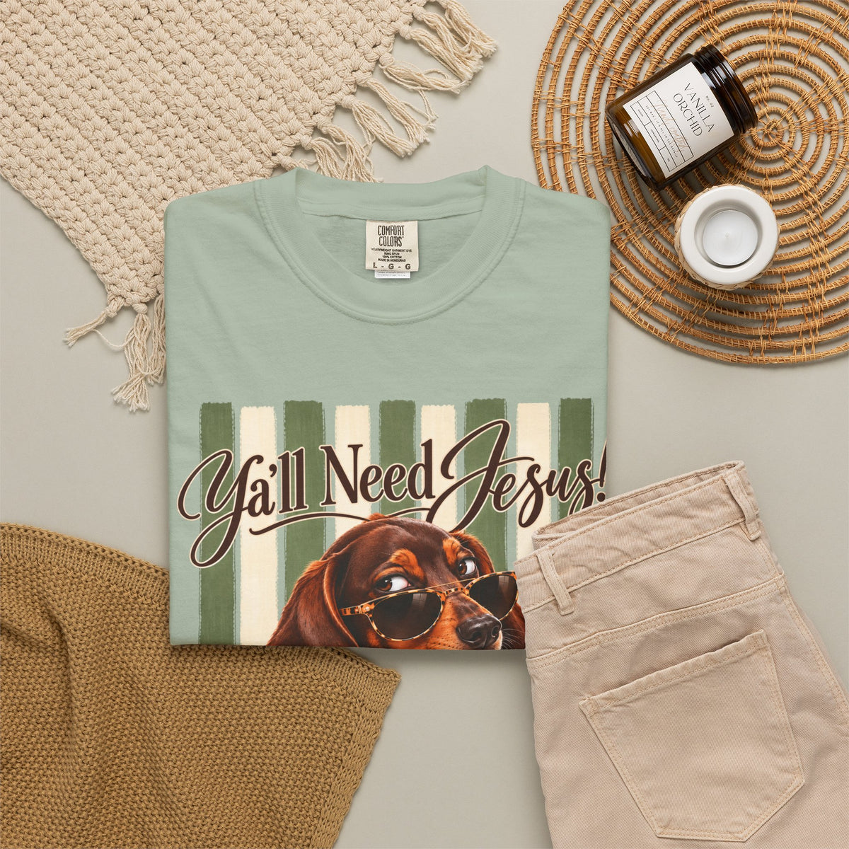 Funny Dachshund Shirt, Y'all Need Jesus Tee, Sarcastic Dog Lover Gift, Comfort Colors T-Shirt, Sassy Wiener Dog Shirt