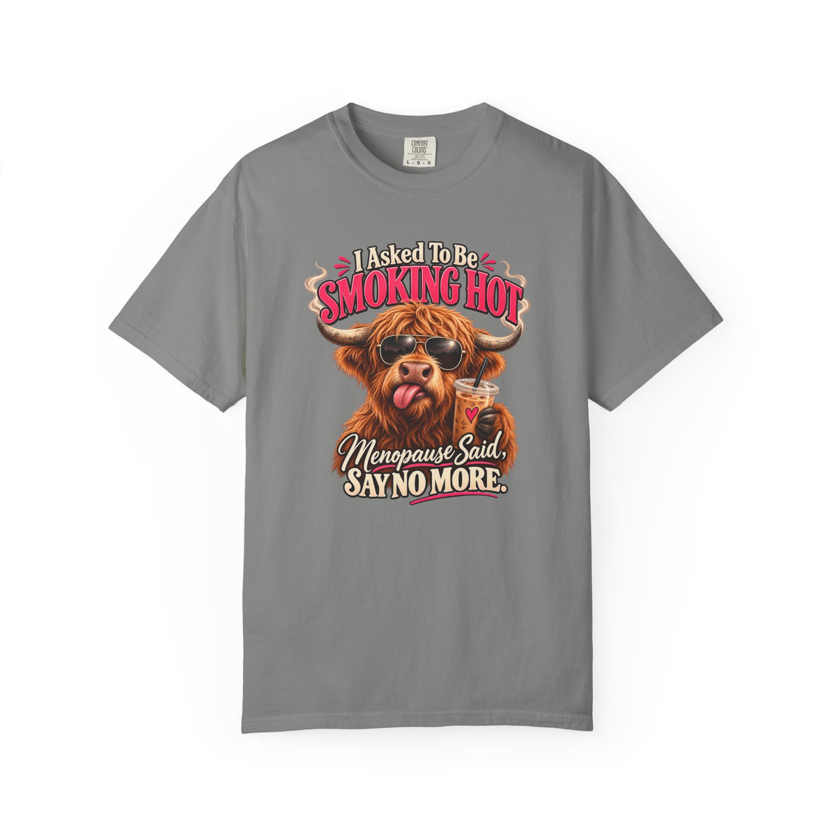 Menopause Smoking Hot Tee Shirt Funny Cow with Sunglasses and Drink