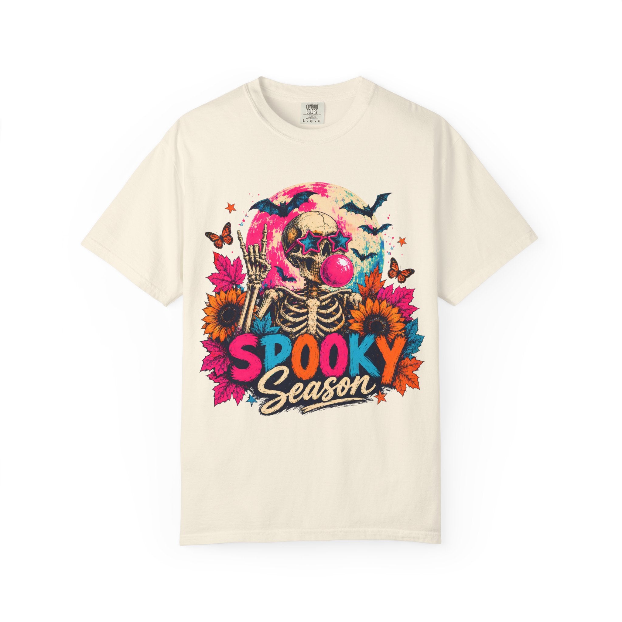 Spooky Season Skull T Shirt Colorful Halloween Skeleton Graphic Tee