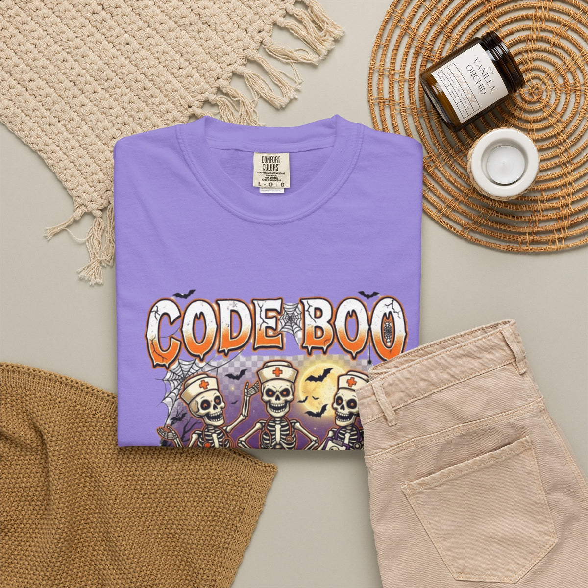 Nurse Code Boo Halloween T‑Shirt Spooky Season Skeletons