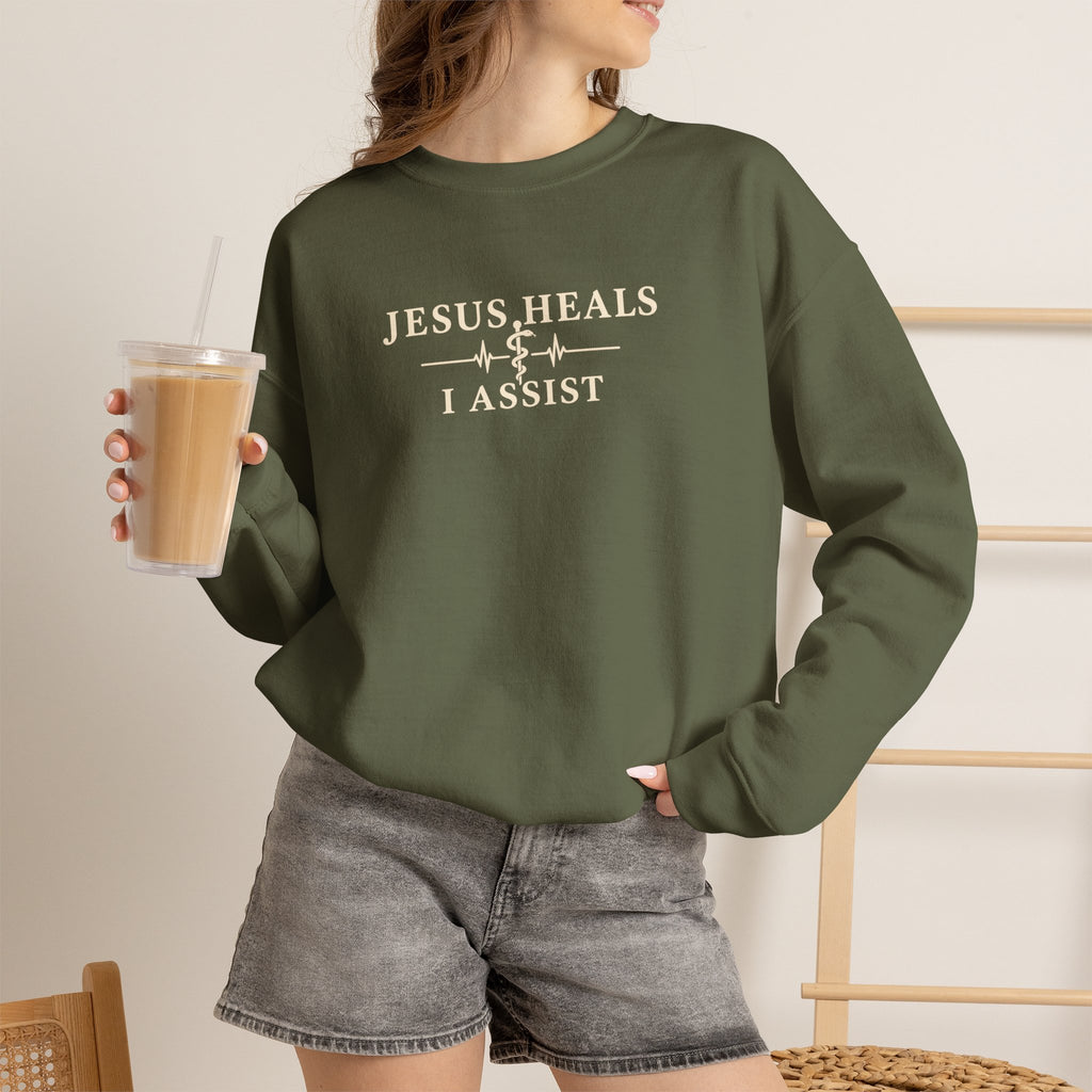 Jesus Heals I Assist Sweatshirt, Christian Nurse Gift, Faith Based Medical Crewneck, Healthcare Worker Gift, Nurse Appreciation