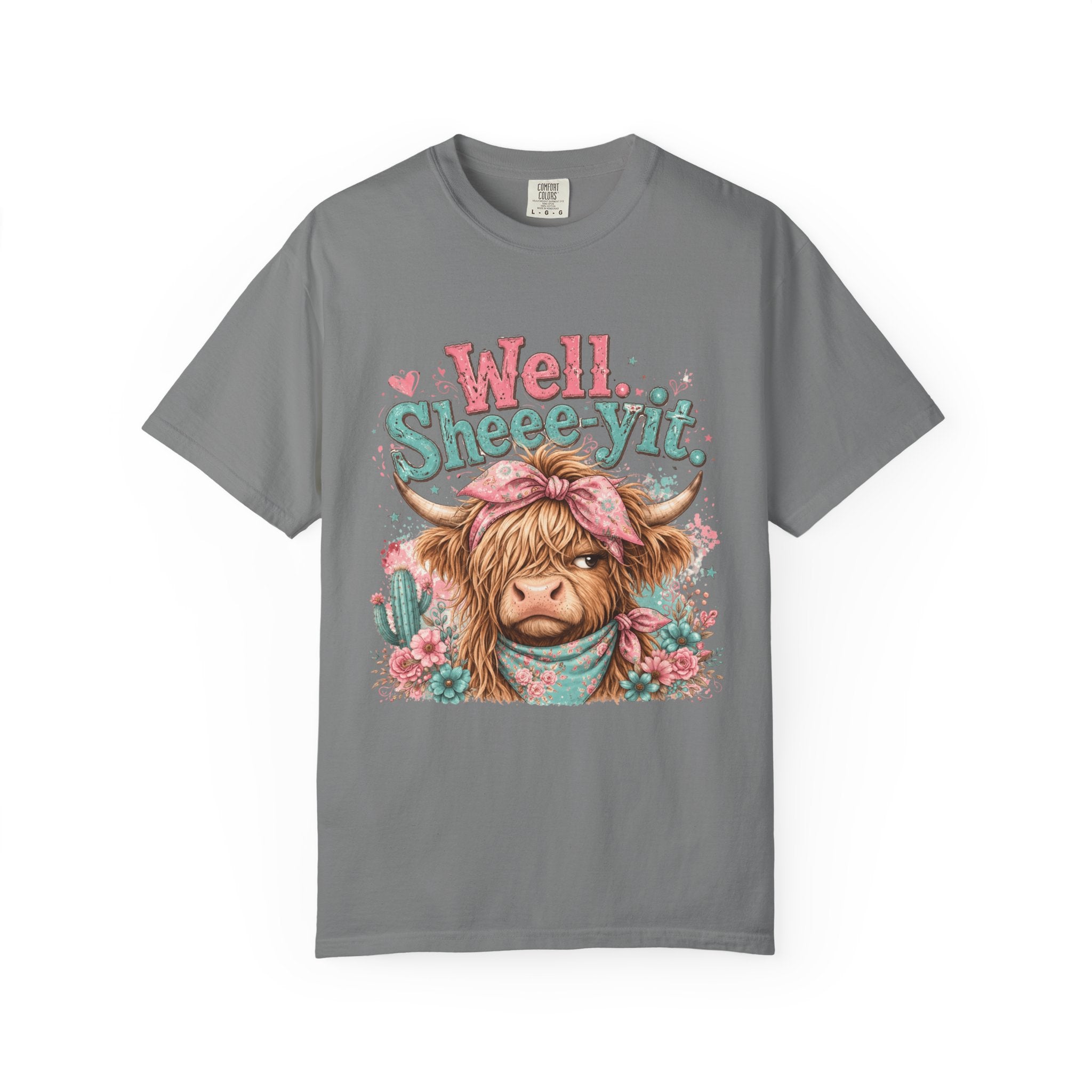 T-Shirt Well Sheey it Cute Highland Cow Graphic Tee