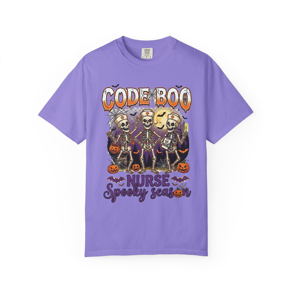 Nurse Code Boo Halloween T‑Shirt Spooky Season Skeletons