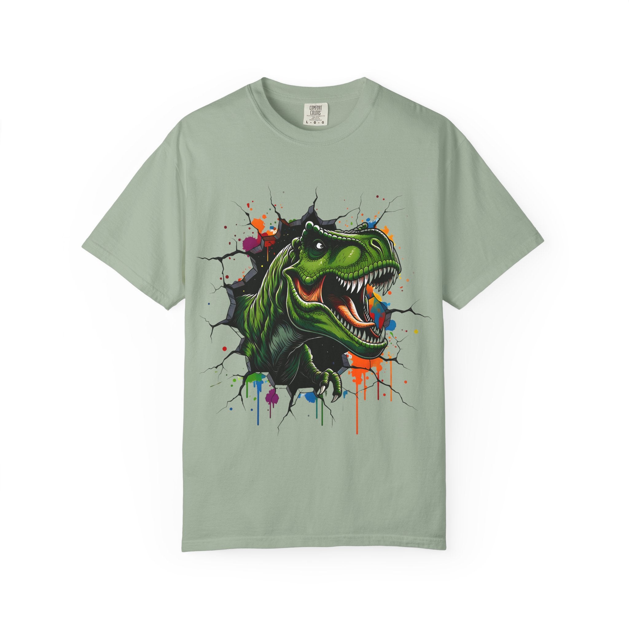 T Rex Burst Graphic T Shirt Colorful Dino Head Tee