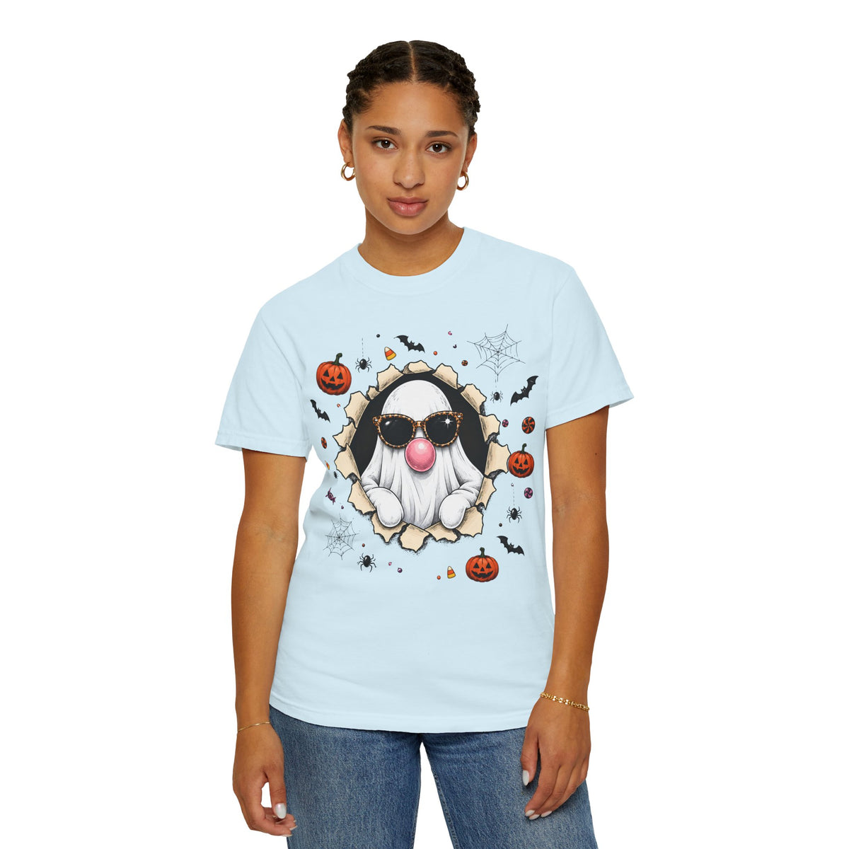 Halloween Gnome T-Shirt Funny Bubblegum Ghost and Leopard Butt Graphic Tee