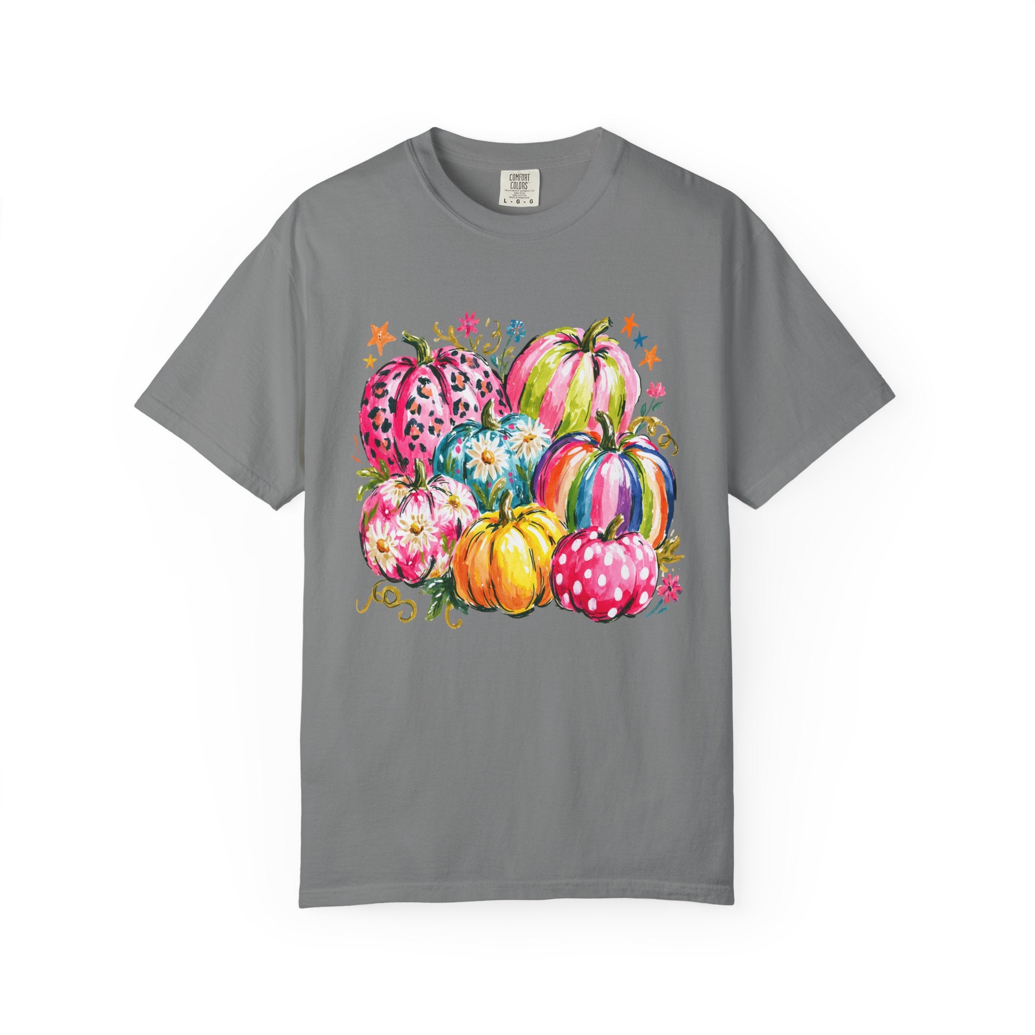 Watercolor Rainbow Pumpkins T Shirt Colorful Fall Harvest Tee