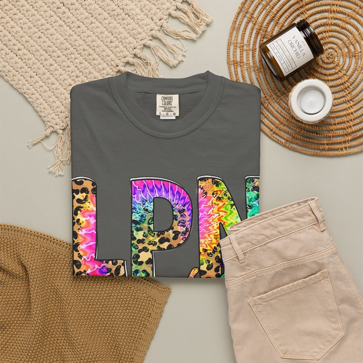 LPN Life T Shirt Colorful Leopard Stethoscope Nursing Tee