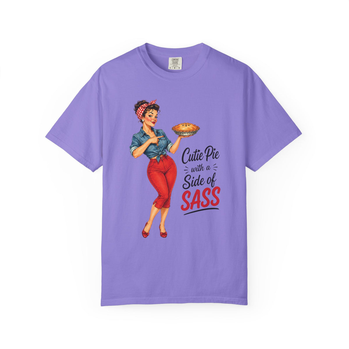 T Shirt Cutie Pie with a Side of Sass Retro Pin Up Tee