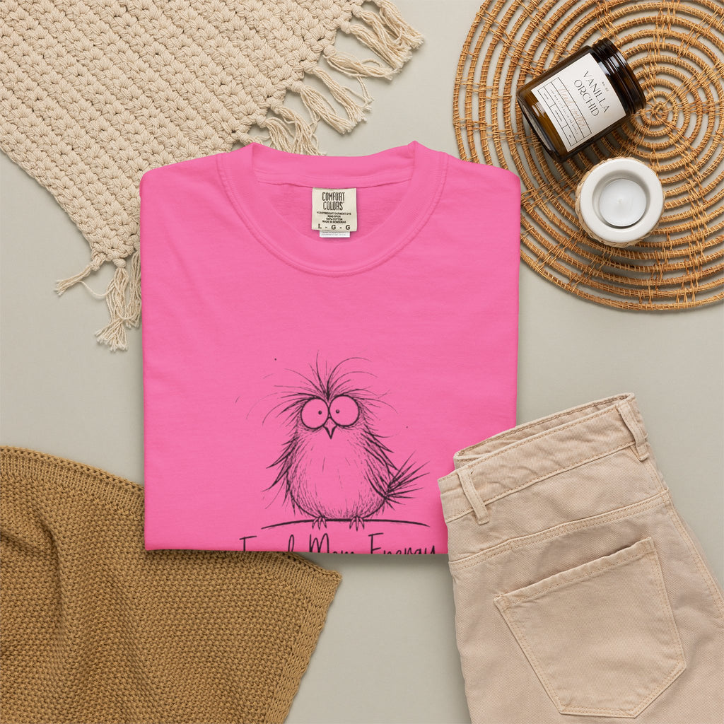 Feral Mom Energy Tee Shirt Cute Fluffy Bird Graphic Tee