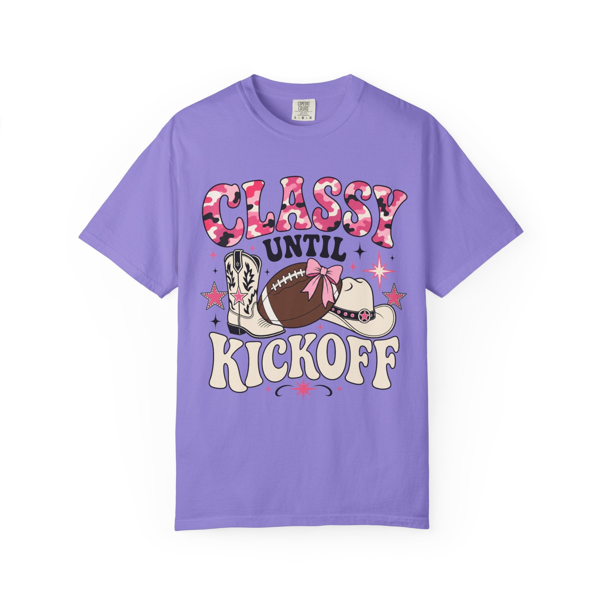 Classy Until Kickoff Football T Shirt Retro Cowgirl Game Day Tee