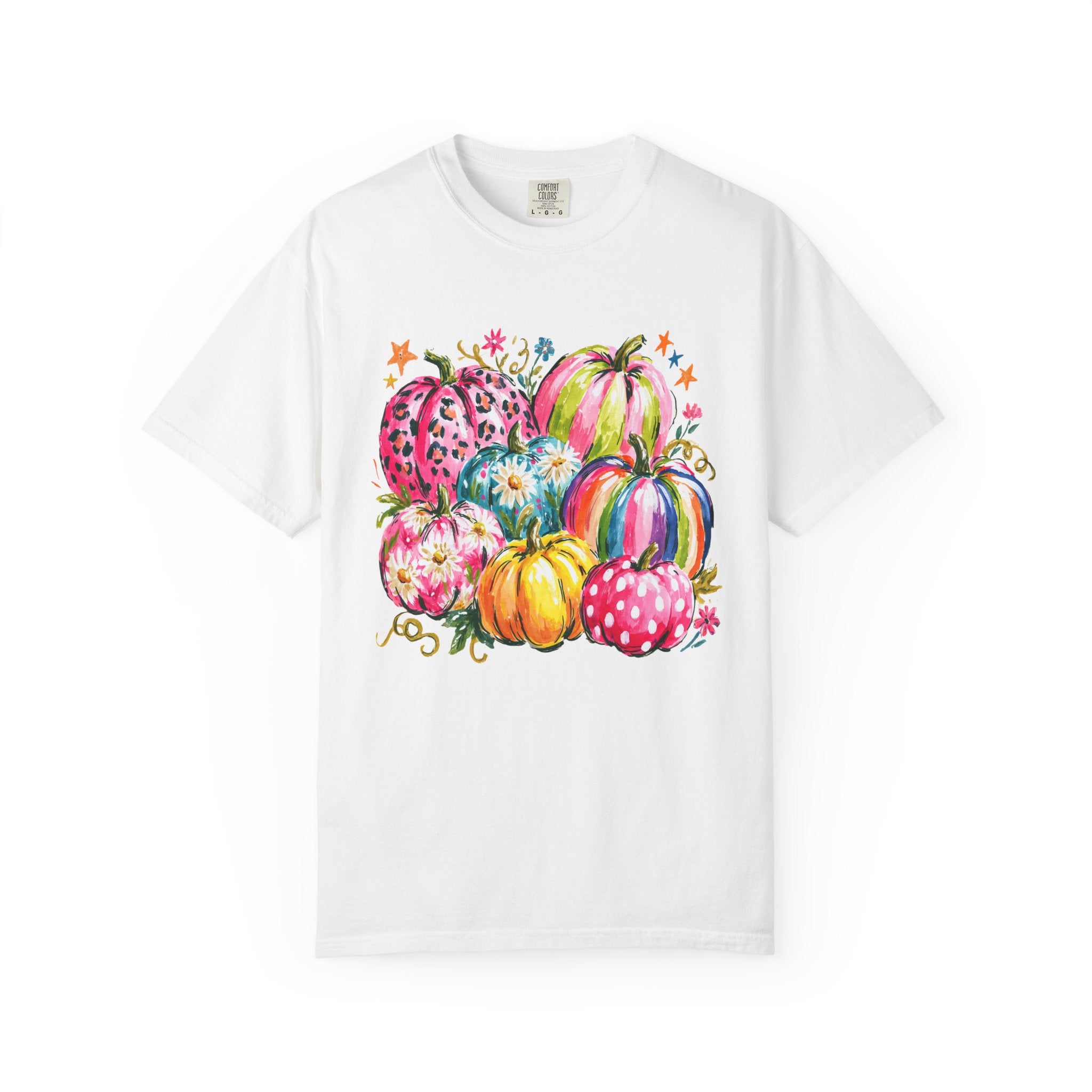 Watercolor Rainbow Pumpkins T Shirt Colorful Fall Harvest Tee