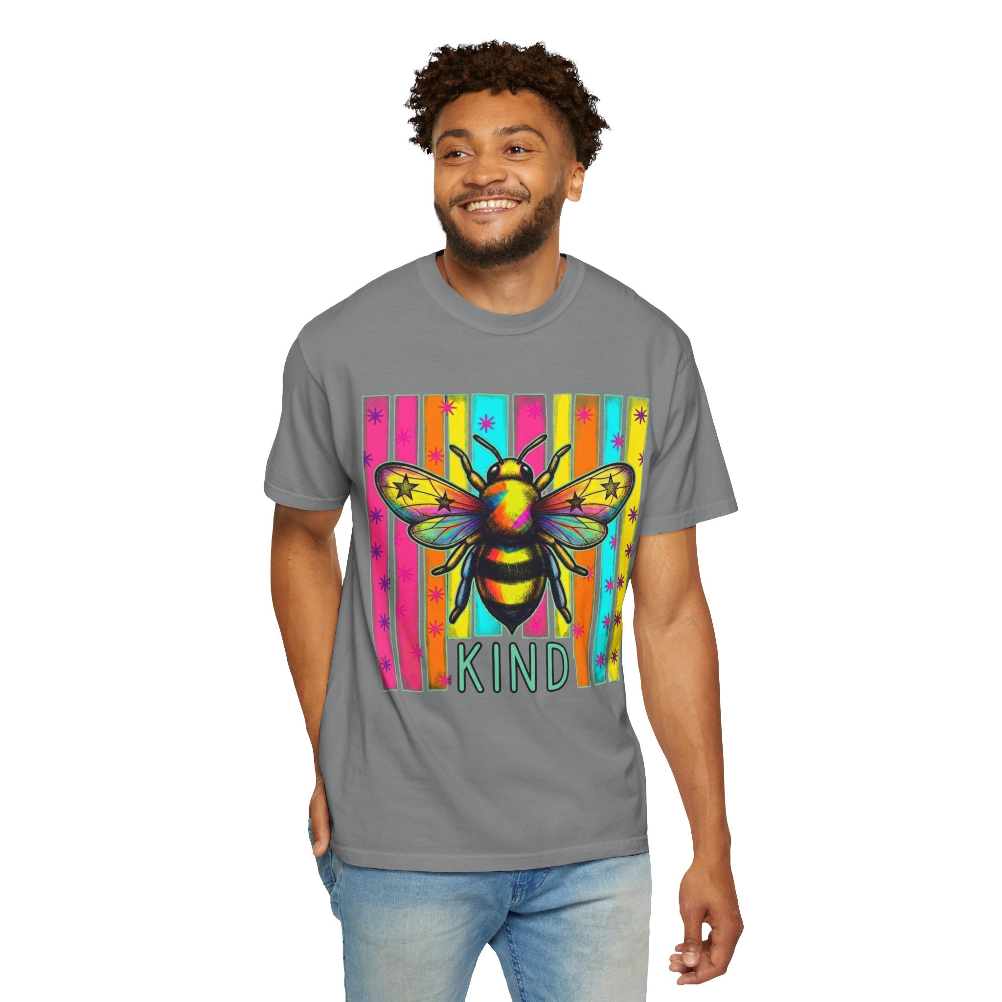 Bee Kind T Shirt Colorful Retro Striped Graphic Tee