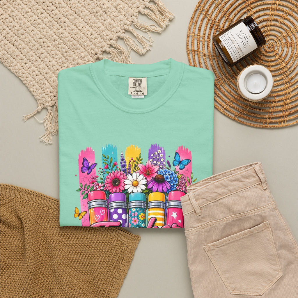 Colorful Pencil Bouquet Teacher T Shirt | Floral School Design