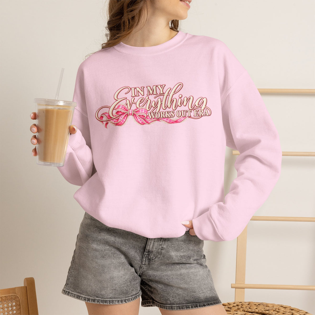In My Everything Works Out Era Sweatshirt, Coquette Bow Crewneck, Positive Affirmation Shirt, Manifestation Gift for Her