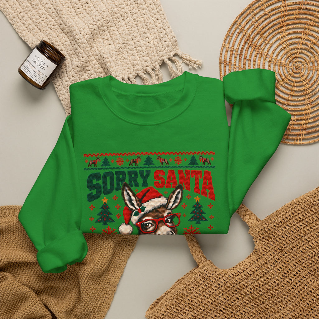 Funny Ugly Christmas Sweater, Sorry Santa I've Been a Smart Ass, Donkey Christmas Sweatshirt, Sarcastic Holiday Party Shirt