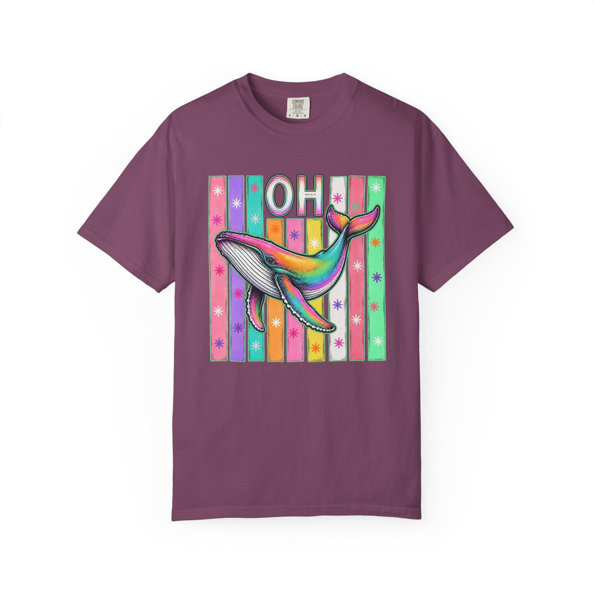 Oh Rainbow Whale T Shirt Retro Striped Graphic Tee