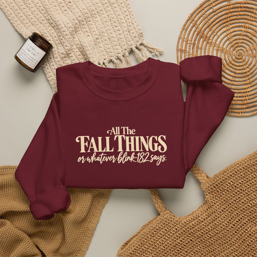 Crewneck Sweatshirt All the Fall Things Minimal Cream Script Inspirational Pullover
