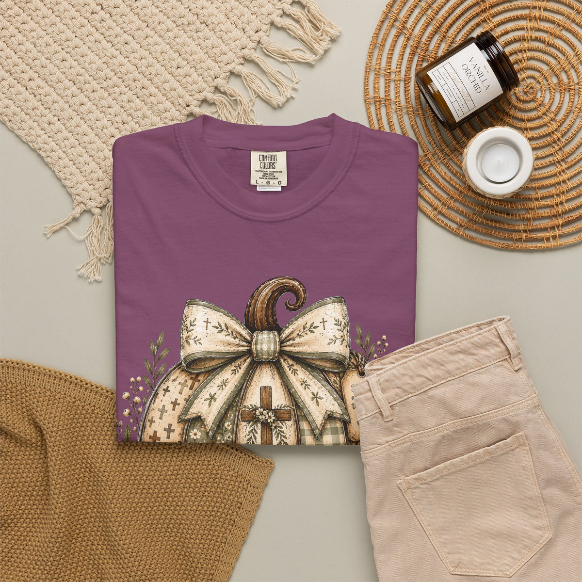 Pumpkin Blessings Tee Rustic Autumn Pumpkin with Grateful Heart Design