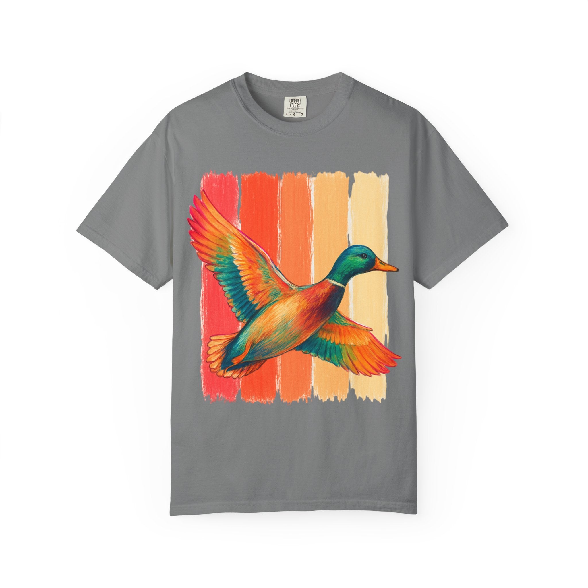 Mallard Duck Graphic T Shirt Vintage Sunset Stripes