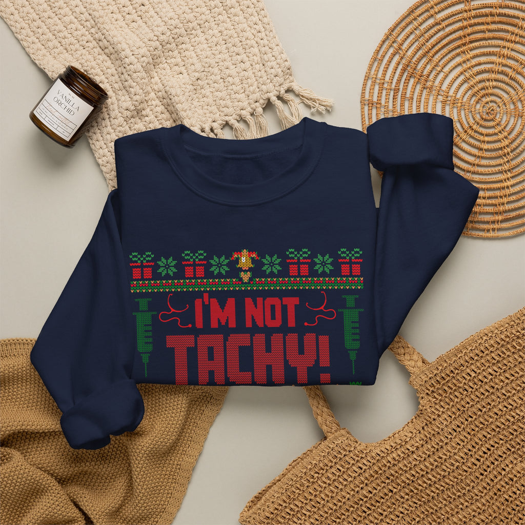 Ugly Christmas Sweater Nurse Sweatshirt, Funny Medical Christmas Sweater, I'm Not Tachy That's A Fib, Doctor RN Healthcare Holiday Gift