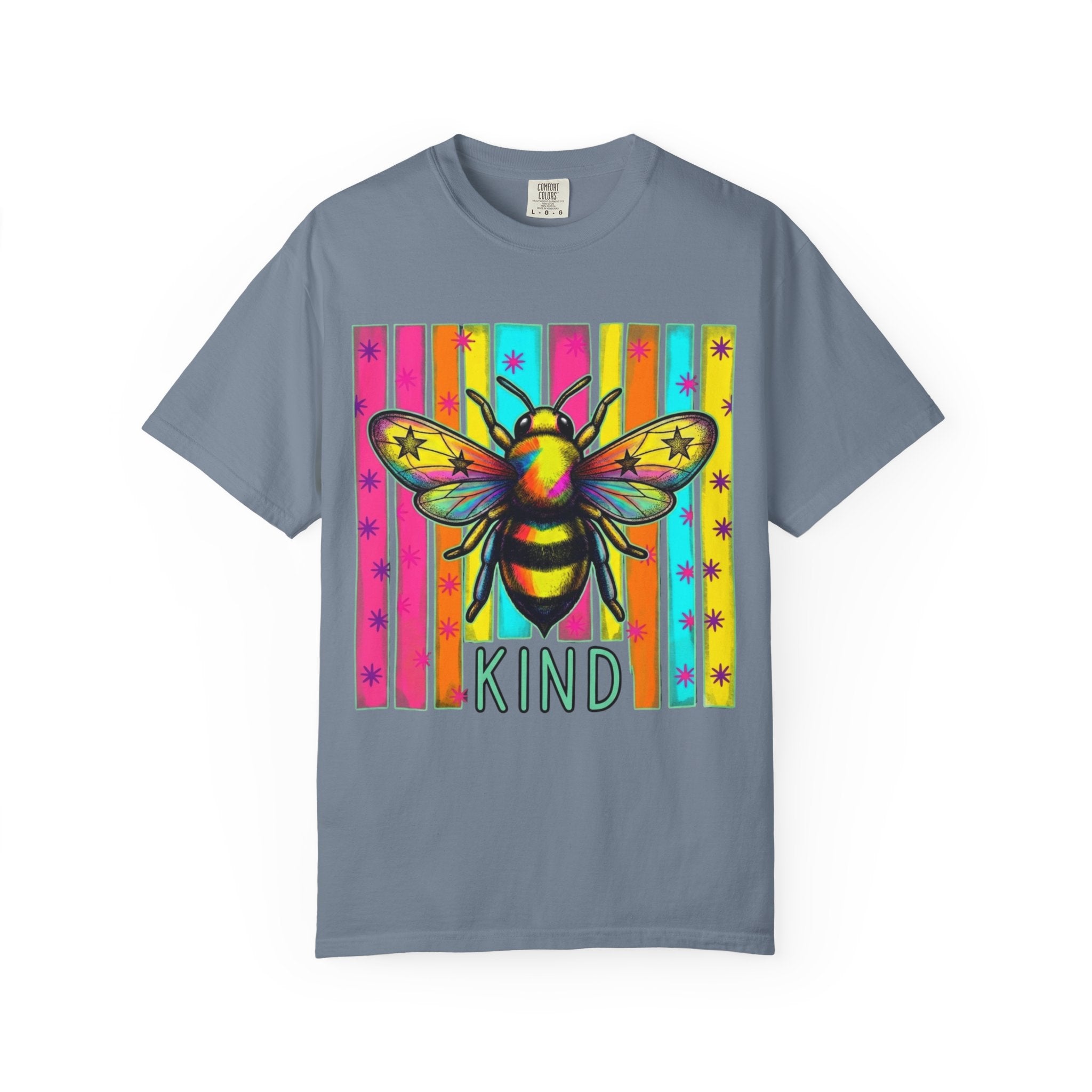 Bee Kind T Shirt Colorful Retro Striped Graphic Tee