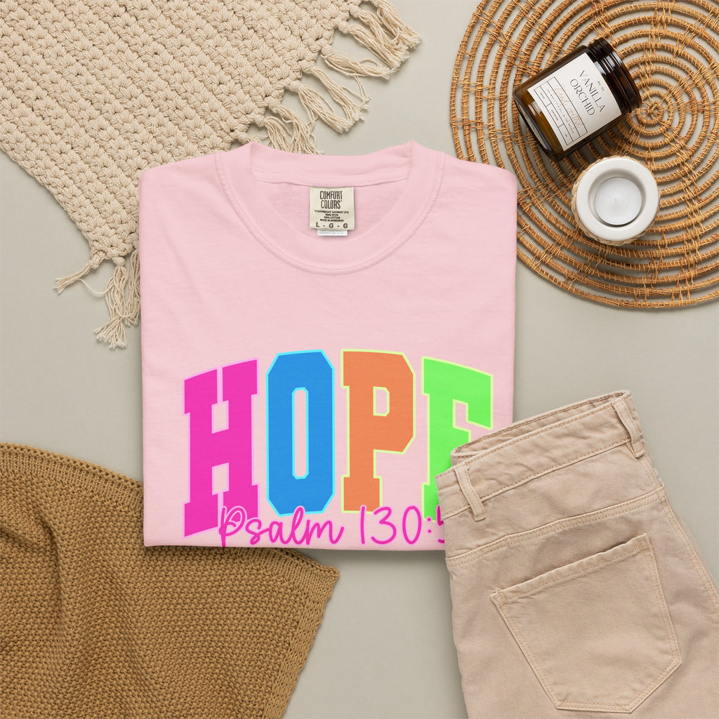 Hope Psalm 130 5 TeeShirt Colorful Christian Faith Tee
